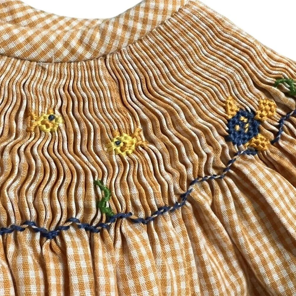 Silly Goose Sz 2 Orange Gingham Smocked Octopus Dress